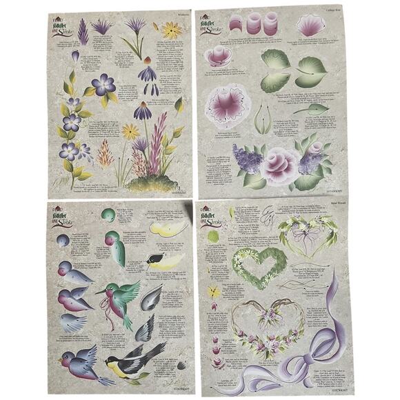 Dewberry Painting Patterns Flower Petal Borders Reusable Teaching Guides Lot 4 - Picture 1 of 9